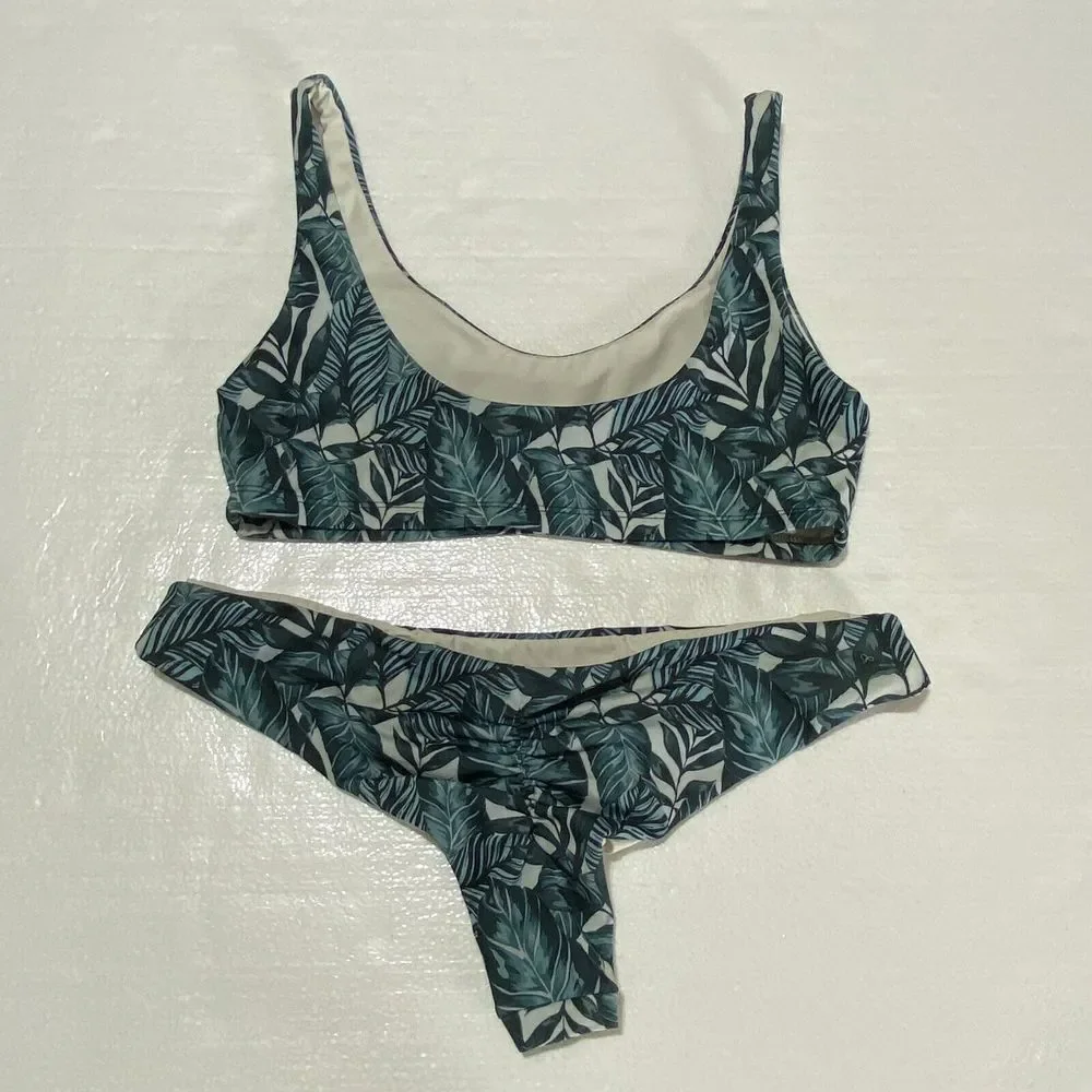 Costera Beachwear Swim Bikini Womens‎ Size Large Green Tropical